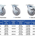 Mavvilo Heavy-Duty Swivel Caster Wheels 4-Inch Industrial Office Wheels with Brake detailed view of wheel types and specifications