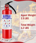 Two Pack Of 2.5 Pound ABC Fire Extinguishers UL ANSI 299 Certified Portable Dry Chemical on a flame backdrop