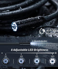 Dope Endoscope Camera With Light For Quick Inspections showing IP67 waterproof feature and 8 adjustable LED lights.