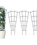 4 Pack 32 Inch Metal Plant Trellis For Pots And Garden Beds, Rock Solid Rustproof Indoor Outdoor Climbing Support For Vines, Flowers And Plants, Fan Shaped Black