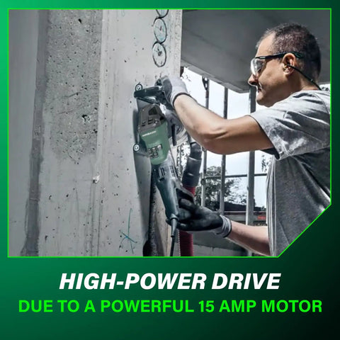 Worker using Heavy Duty 5 Inch Wall Chaser For Concrete And Masonry With 15 Amp Electric Cutter to carve concrete wall
