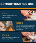 Instructions for Slick Double Thick Stain Applicator Pad For Wood Finishes showing usage steps and maintenance tips.