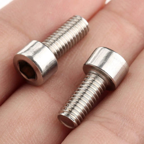 Two stainless steel screws from 10 Pack M5 Bike Water Bottle Cage Bolts Screws Set Hex Head Stainless Steel Inner Rack Mount Hardware