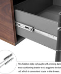 Two Section Drawer Runner Slides With Silent Damping Buffer installed in cabinet drawer, showing full extension and steel rails detail.