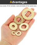Heavy Duty Brass Flat Washers 20 Piece Set Rock Solid M5 Sealing Rings Rust Resistant For Bolts Screws Nuts shown in hand.