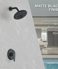 Matte Black Shower System With Anti Scald Valve And 6 Spray Head, Full Shower Faucet Set, modern bathroom style