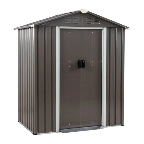 5x3 Foot Outdoor Storage Shed With Window And Lockable Door Waterproof Weather Resistant Tool Shed For Garden Backyard And Patio Dark Gray Heavy Duty Metal Storage For Tools Lawn Gear Bikes And More