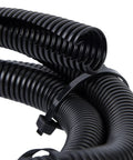 Close-up of Split Flex Tubing FLX-1050B 1 Inch By 50 Feet Black Pro Grade showing corrugated texture and split design for wire breakout