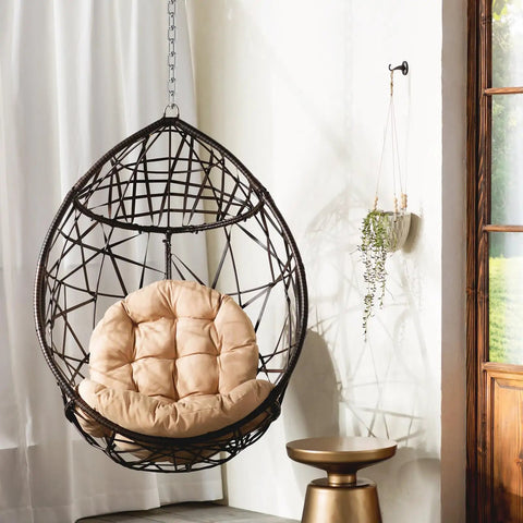 Wicker hanging chair with cushions using Heavy Duty Hammock Hanging Kit With 360 Degree Swivel Stainless Steel 1000 Pound Capacity