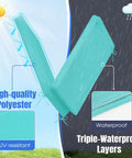 Teal Yard-Ready Two-Piece Outdoor Chaise Lounge Cushions Set With 3-Layer Waterproof Removable Covers And Ties, side view