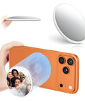 2.2 Inch Magnetic Selfie Mirror For Rear Camera Wide Angle Convex Lens On Iphone 17 Air 16 15 14 13 12 Series with hands holding phone.