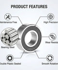 5/8 Inch Bore Flanged Deep Groove Ball Bearing Sealed Steel For Lawn Mowers, Wheelbarrows, Carts And Garden Hand Trucks Replacement Part, ID 5/8 Inch, OD 1-3/8 Inch, Heavy Duty, Durable, Rust Resistant, Easy Fit, bearing steel, double sealed