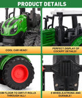 Close-up details of All Terrain Farm Tractor Toy For Kids 3 To 7 Years Old, 1 To 24 Scale Monster Truck with 8 Wheels.