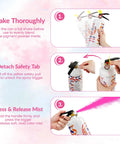 Instructions for using Big Time Gender Reveal Sprayers 2 Pack Biodegradable Color Powder Blasters with spray trigger.