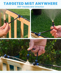 Adjustable Misting System With 360 Degree Flexible Brass Nozzles And A 32Ft Preassembled Mister Hose for Patio Cooling setup