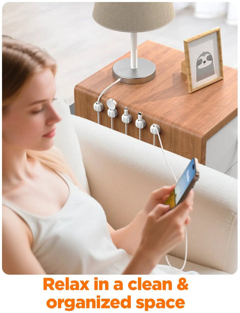 Dual Spring Cord Clips Pack No Slip Adhesive Cable Organizer For Chargers And Wires Keeps Cords Locked On Nightstand