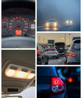 12 Pack 194 Auto Miniature Bulbs Long Life For Interior And Exterior Lighting on dashboard, headlights, and taillights.