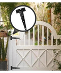Beefy Heavy Duty Black Iron T Hinge With Screws on white outdoor gate for Fencing and Barn Doors