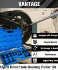 12-Piece Motorcycle Bearing Puller Kit With Slide Hammer, Inner Blind Hole Puller For Pilot Inserts, tools displayed in box