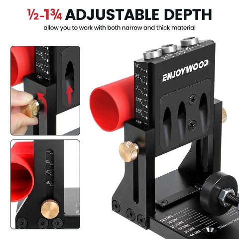 Pro Grade Pocket Hole Jig System With Portable Base Adjustable Metal Pocket Screw Jig And Top Notch Professional Drill Guide Kit for adjustable depth woodworking