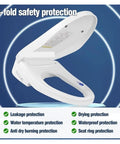 Kick Your Feet Up While Using This Game Changing Smart Bidet Seat Cover With Snappy Digital Controls showing safety features.