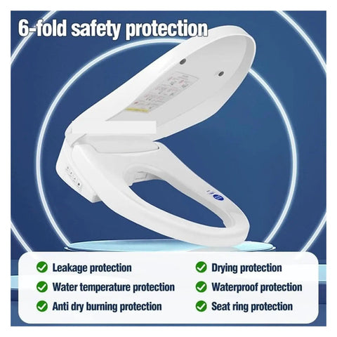Kick Your Feet Up While Using This Game Changing Smart Bidet Seat Cover With Snappy Digital Controls showing safety features.