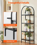 Rustic Vintage 4-Tier Arched Metal Storage Bookcase Freestanding Open Shelving Unit in living room with plants