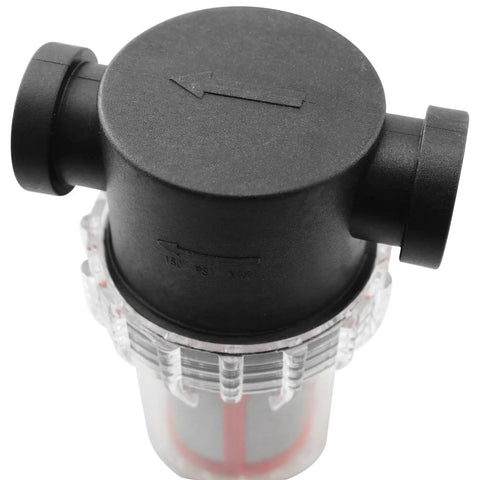 Top view of Three Quarters Inch NPT Inline Strainer For Garden Hose Sediment Filter With 200 Mesh Stainless Steel Screen
