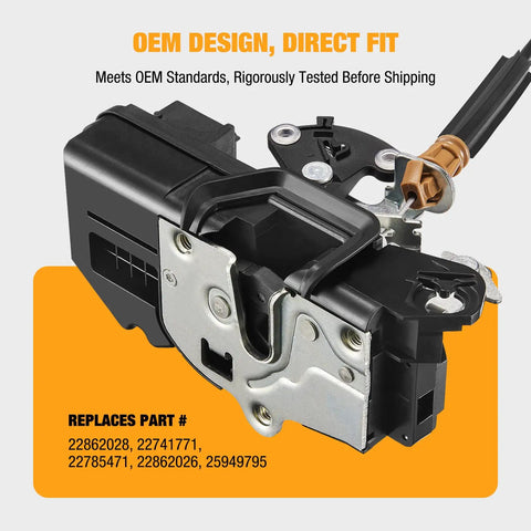 Power Door Lock Latch Actuator With Cable Front Left Driver Side for Chevrolet Silverado Sierra showing OEM design and parts