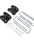 Beef Up Your Chevy With Rear Axle U Bolts And Plates Kit For 2.5 Inch Wide Leaf Springs, 8.75 Inch U Length, Replacement Hardware For C1500 K1500 1988-2000, Solid Axle Support Upgrade, black steel U-bolts, plates, washers, and nuts
