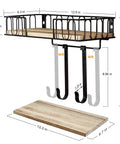 Wall Mounted Ironing Board Hanger And Iron Holder With Large Black Wooden Base Basket Removable Hooks Space Saving Laundry Room Organizer For T Shaped Leg Irons Not For Y Leg Boards, product dimensions