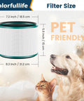 Two Pack Air Purifier Filter Replacements For HP01 HP02 And DP01 Desk Purifiers Compatible With Hot Cool Link Series Replacement Part 968125-03 Easy Install Long Lasting High Efficiency Filtration For Fresh Indoor Air with pet friendly feature and dimensions displayed