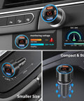 Quad Port Usb C Car Charger With Digital Voltage Gauge And Pd Fast Charge Tech For All Phones And Tablets Road Trip Ready Slick Black Finish in car socket.