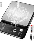 Waterproof Kitchen Scale IPX67 With 0.1g And 0.001oz Precision, 22lb Capacity, Large Stainless Steel Platform, USB Rechargeable
