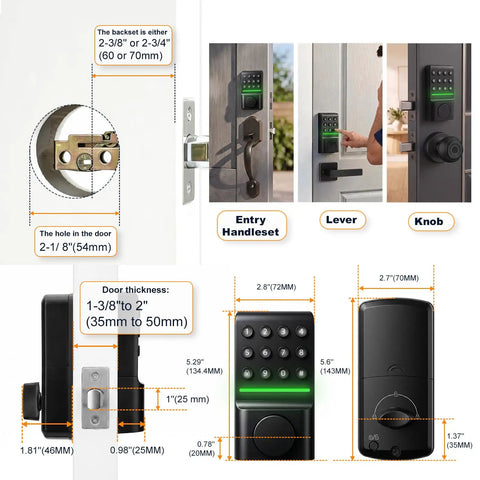 Seamless Keyless Entry Deadbolt With Offline Smart Keypad Doorlock Silent Night Mode Led Indicator For Rock Solid Home Security And Easy Peasy Installation