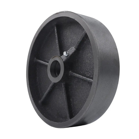 8 Inch Industrial Caster Wheel Replacement Heavy Duty Steel Rigid Caster for Warehouse Cart, solid steel wheel with half inch bore.