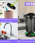 Outdoor Bug Zapper With Smart App Remote Hands Free And Voice Control Mosquito Zapper You Can Control From Your Phone Compatible With Alexa And Google Home 2.4GHz WiFi With BuiltIn Timer Indoor Outdoor Pest Killer For Summer Nights showing cleaning steps with faucet and zapper close-up