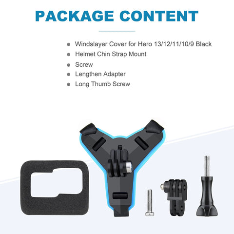 Helmet Mount With Windshield For GoPro Hero 9 10 11 12 13 on motorcycle helmets chin strap mount components