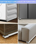 Heavy Duty Extendable Appliance Mover Dolly For Fridge Washer Dryer Rolling Base in use under multiple appliances.