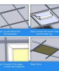 Installation steps for 2x2 Ft LED Flat Panel Light Fixture Dimmable Backlit Ceiling Light With 3 Color Temperature Options
