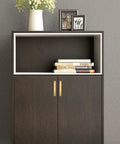 Brushed Gold Cabinet Handles Set of 2 With 5 Inch Hole Centers Solid Zinc Alloy Drawer Pulls on dark cabinet.