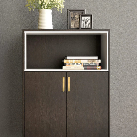 Brushed Gold Cabinet Handles Set of 2 With 5 Inch Hole Centers Solid Zinc Alloy Drawer Pulls on dark cabinet.