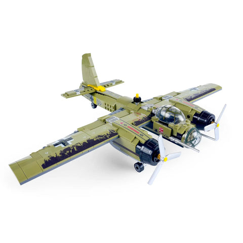 JU 88 Bomber Building Blocks Set With Display Stand 559 Pieces German Twin Engine Aircraft Model assembled view