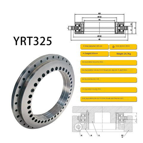 Premium Heavy Duty Yrt Rotary Table Bearing With High Load Steel Construction Designed For Cnc Machines And Industrial Robots, YRT325 model, 325mm inner diameter.