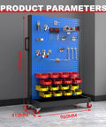 Heavy Duty Mobile Tool Rack Organizer With 3 Tier Garage Storage Shelf Pegboard Locking Casters Easy Access Workbench Cart For Home Garage And Workshop with tools and bins