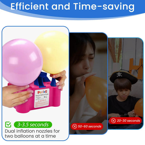 Electric Balloon Pump With Integrated Balloon Tying Tool All In One Portable Inflator Blower With Dual Nozzle for fast inflation