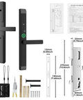 Sliding Glass Door Lock With Fingerprint And App Control Smart Mortise Lock With IC Card Keys And Anti Peep Touchscreen