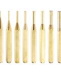 Brass Pro Grade Punch Set Eight Pieces With One Sixteenth To Five Sixteenths Inch Drive Pin Punches Nonmarring Aligned