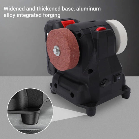 Mini Bench Sander Polisher With 6 Adjustable Speed Gears Electric Grinding Machine For Metal Wood And Jewelry Crafting, featuring a thickened base.