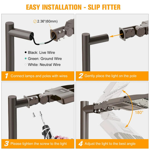 200W LED Parking Lot Light Hella Bright 30000 Lumens UL Listed Dusk to Dawn Street Light 5000K Outdoor Pole Light slip fitter installation